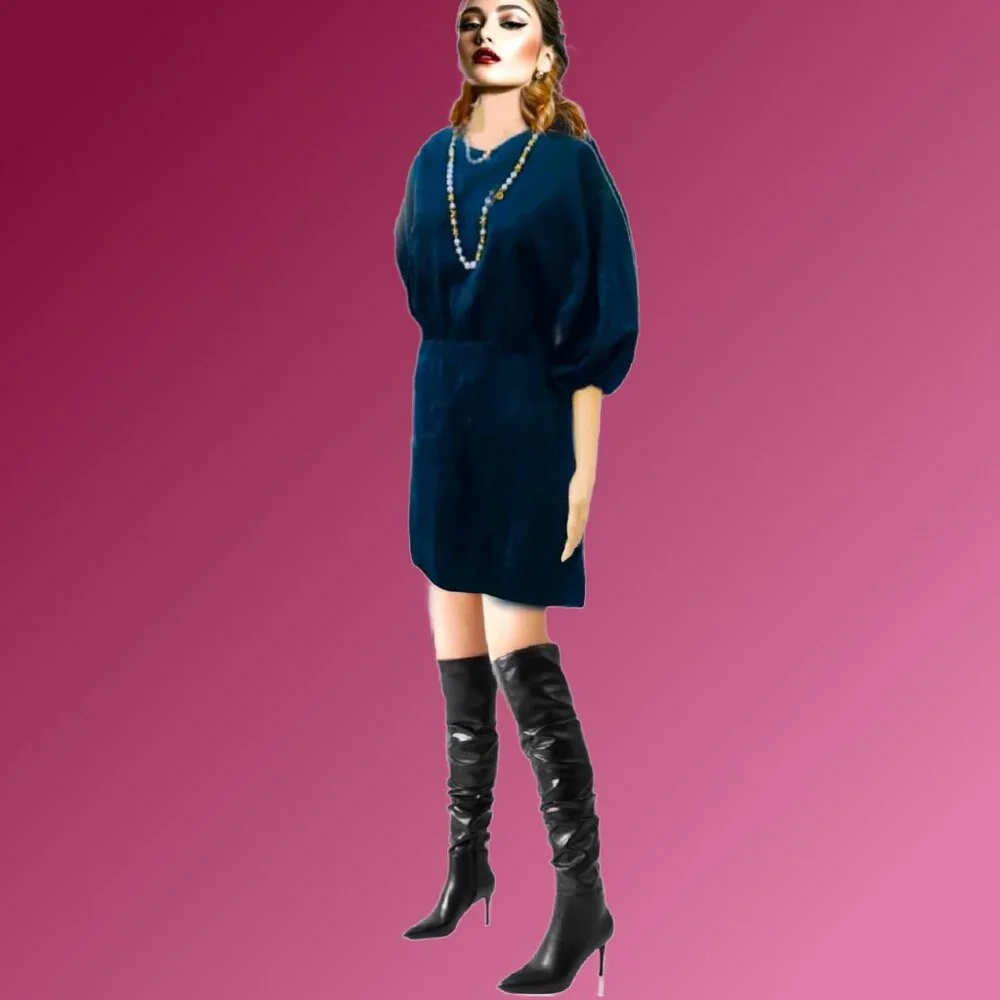 STOCKHOLM ATELIER & OTHER STORIES Black Mini Dress Balloon Sleeve NEW W TAG Sz 4 - Picture 6 of 6
